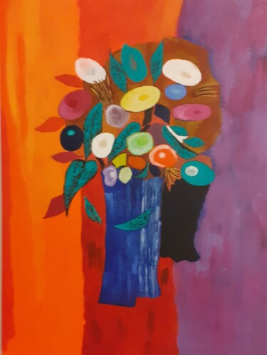 Schilderij getiteld "Bouquet glamour" door Daniel Garcia (Léo), Origineel Kunstwerk, Acryl