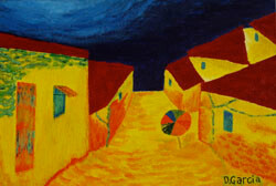 Painting titled "Camp de Vacances" by Daniel Garcia (Léo), Original Artwork