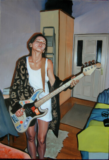 Painting titled "Bass girl" by Daniel García, Original Artwork, Oil