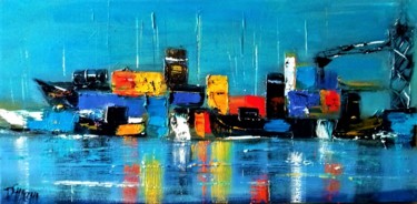 Peinture intitulée "bateaux-en-carenage…" par Daniel Giacchi, Œuvre d'art originale