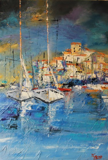 Painting titled "le port de Calvi" by Daniel Giacchi, Original Artwork, Oil