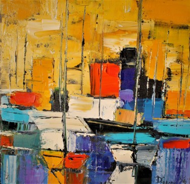 Peinture intitulée "petit-port-au-ciel-…" par Daniel Giacchi, Œuvre d'art originale, Huile