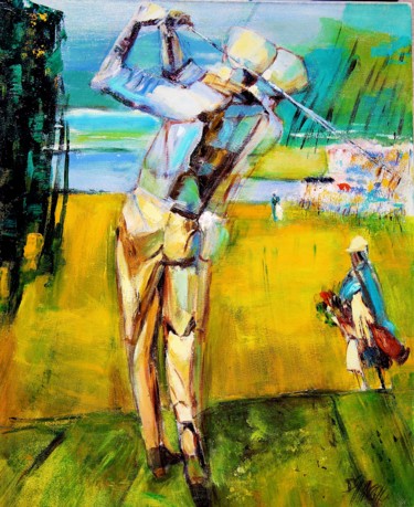 Painting titled "le golfeur (hst 61x…" by Daniel Giacchi, Original Artwork, Acrylic