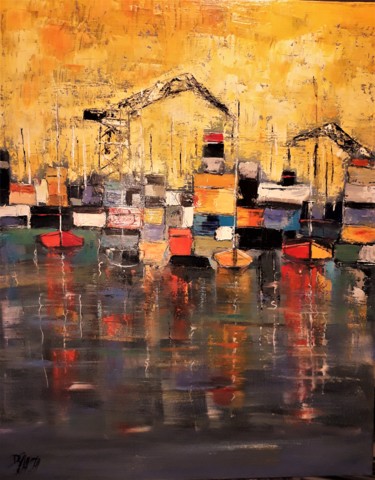 Pittura intitolato "chantier naval" da Daniel Giacchi, Opera d'arte originale, Olio