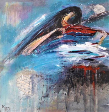 Pittura intitolato "la violoniste" da Daniel Giacchi, Opera d'arte originale, Olio