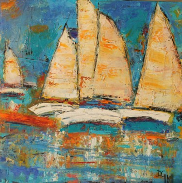 Painting titled "Régate aux voiles b…" by Daniel Giacchi, Original Artwork, Oil