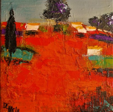 Peinture intitulée "Le prés rouge" par Daniel Giacchi, Œuvre d'art originale, Huile