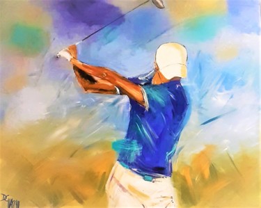 Pintura intitulada "golfeur au plo bleu" por Daniel Giacchi, Obras de arte originais, Óleo