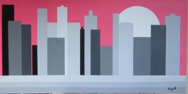 Peinture intitulée "PINK CITY" par Daniel Groll, Œuvre d'art originale, Huile