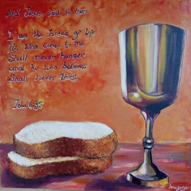 Schilderij getiteld "Bread of Life" door Daniel Ivevbunu, Origineel Kunstwerk, Acryl
