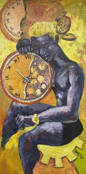 Painting titled "Holding Broken Mome…" by Daniel Ivevbunu, Original Artwork, Acrylic