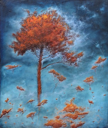 Painting titled "" Arbres électrique…" by Daniel Jacquinot, Original Artwork, Oil