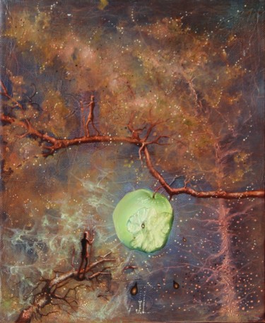 Painting titled "" Pomme verte ... "" by Daniel Jacquinot, Original Artwork, Oil
