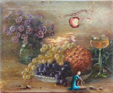 Painting titled "" Nature morte viva…" by Daniel Jacquinot, Original Artwork, Oil