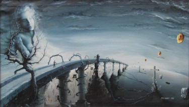 Peinture intitulée "" Le pont "" par Daniel Jacquinot, Œuvre d'art originale, Huile