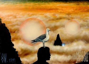 绘画 标题为“Jonathan nuages” 由Daniel Jègoû, 原创艺术品, 油 安装在木质担架架上