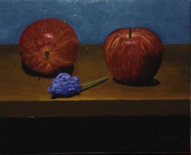 Painting titled "Shadow box apples 8…" by Flatty, Original Artwork, Oil