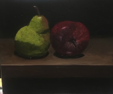Painting titled "Apple pear" by Flatty, Original Artwork, Oil