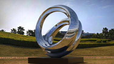Sculpture titled "Echo Arc#2" by Daniel Kei Wo, Original Artwork, Stainless Steel