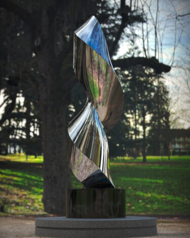 Skulptur mit dem Titel "Spiral Nebula#1" von Daniel Kei Wo, Original-Kunstwerk, Edelstahl
