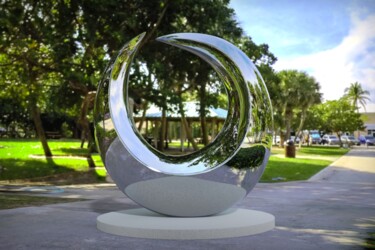 Sculpture titled "Moon Phase#2" by Daniel Kei Wo, Original Artwork, Stainless Steel