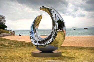Скульптура под названием "Moon Phase#4" - Daniel Kei Wo, Подлинное произведение искусства, Нержавеющая сталь