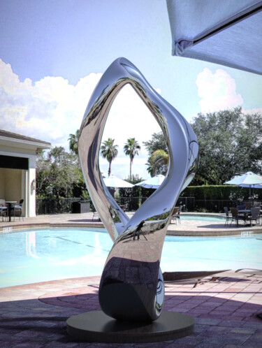 Sculpture titled "Spiral Nebula#5" by Daniel Kei Wo, Original Artwork, Stainless Steel