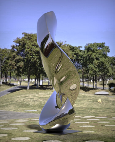Skulptur mit dem Titel "Spiral Nebula#7" von Daniel Kei Wo, Original-Kunstwerk, Edelstahl