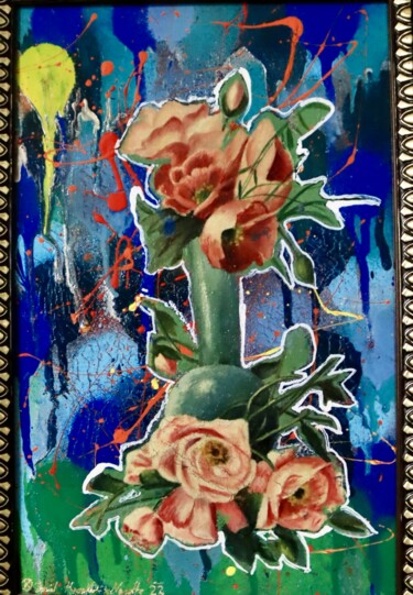 Картина под названием "Flowers" - Daniel Knopfhart, Подлинное произведение искусства, Масло Установлен на Деревянная панель