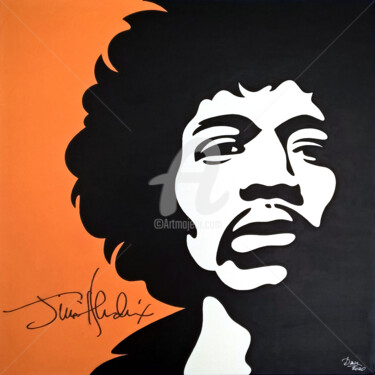 Painting titled "Jimi Hendrix (STARg…" by Daniel Le Page (Dan Ar Pach), Original Artwork, Acrylic Mounted on Wood Stretcher…