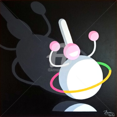 Malerei mit dem Titel "Roze au cerceau - R…" von Daniel Le Page (Dan Ar Pach), Original-Kunstwerk, Acryl Auf Keilrahmen aus…
