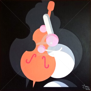 Malerei mit dem Titel "Roze à la contrebas…" von Daniel Le Page (Dan Ar Pach), Original-Kunstwerk, Acryl Auf Keilrahmen aus…