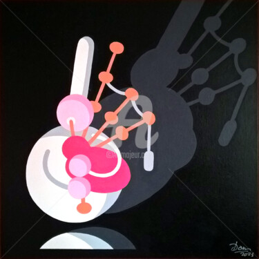 Peinture intitulée "Roze à la cornemuse…" par Daniel Le Page (Dan Ar Pach), Œuvre d'art originale, Acrylique Monté sur Châss…