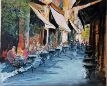 Peinture intitulée "La petite rue ombra…" par Daniel Lebier, Œuvre d'art originale