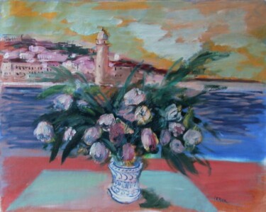 Peinture intitulée "Tulipes à Collioures" par Daniel Lebier, Œuvre d'art originale
