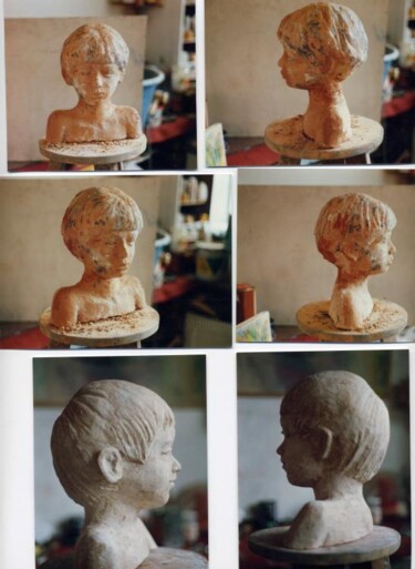 Sculpture intitulée "Bustes d' enfants" par Daniel Lebier, Œuvre d'art originale