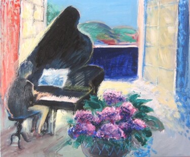 Peinture intitulée "Le Pianiste Noir" par Daniel Lebier, Œuvre d'art originale