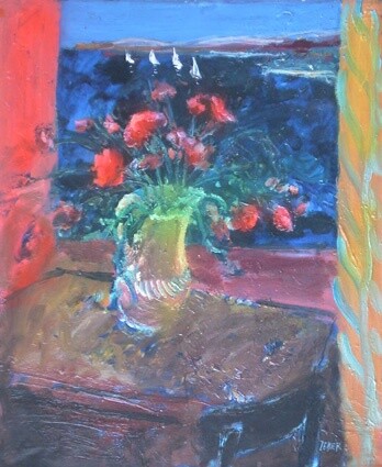 Painting titled "Le vase vert" by Daniel Lebier, Original Artwork