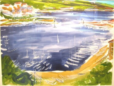 Peinture intitulée "Villefranche-sur-Mer" par Daniel Lebier, Œuvre d'art originale