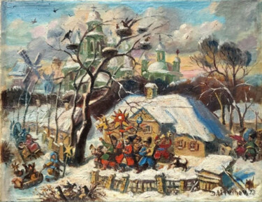 Painting titled "Winter holiday" by Daniel Litvinov, Original Artwork, Oil