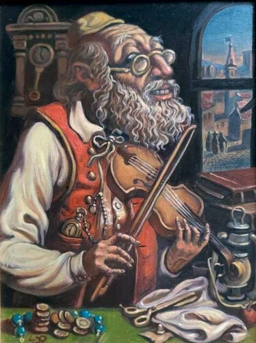 Pittura intitolato "Violinist" da Daniel Litvinov, Opera d'arte originale, Olio Montato su Telaio per barella in legno