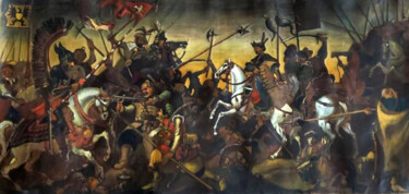 Schilderij getiteld "The battle of the C…" door Daniel Litvinov, Origineel Kunstwerk, Olie