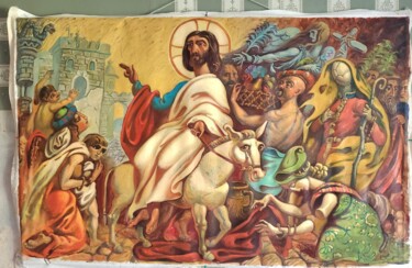 Картина под названием "Entry of Jesus Chri…" - Daniel Litvinov, Подлинное произведение искусства, Масло