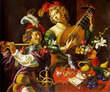 Pintura intitulada "Musical concert of…" por Daniel Litvinov, Obras de arte originais, Óleo