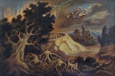 Pittura intitolato "Fantastic landscape…" da Daniel Litvinov, Opera d'arte originale, Olio