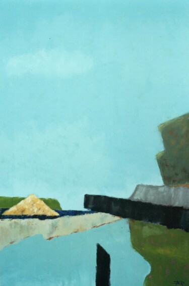 Pintura intitulada "La quiétude atlanti…" por Daniel Mangin, Obras de arte originais, Óleo Montado em Armação em madeira