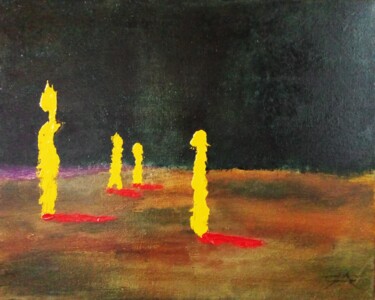 제목이 "Personnages et ombr…"인 미술작품 Daniel Mangin로, 원작, 기름 나무 들것 프레임에 장착됨