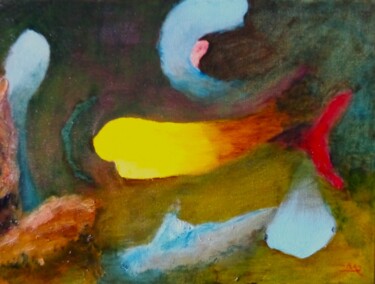 Картина под названием "Dans l'aquarium" - Daniel Mangin, Подлинное произведение искусства, Масло Установлен на Деревянная ра…