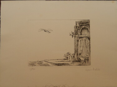 Printmaking titled "Le départ" by Daniel Mangin, Original Artwork, Etching