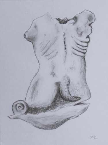 Desenho intitulada "Chimère" por Daniel Mangin, Obras de arte originais, Conté